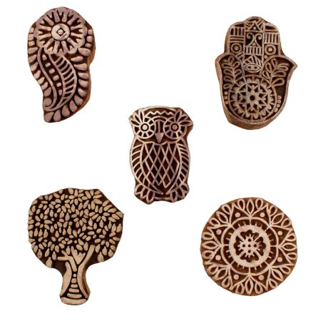 Set of 5 Piece New Mix Wooden Printing Blocks